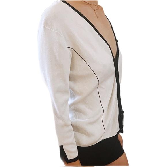 Vintage Shego’s Two Piece Black White Tank Top + Cardigan Sweater Twin Set S M L - Picture 12 of 16